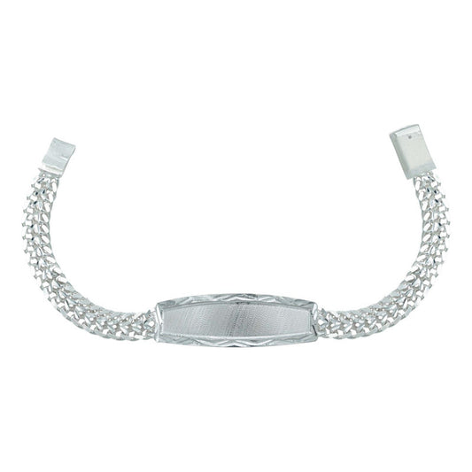 Esclava Doble Cubana Placa Diam Adolescente Plata Maciza 925