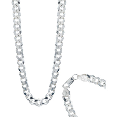 Cadena Cubana Gruesa Cerrada Hombre Plata 925 70 Cm X 7 Mm Plateado