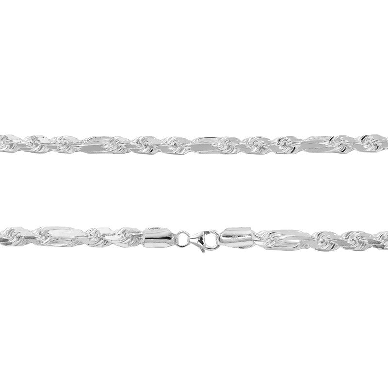 Cadena Torzal Fígaro Sólida Plata Italiana 925 60 Cm X 6 Mm - Plateado