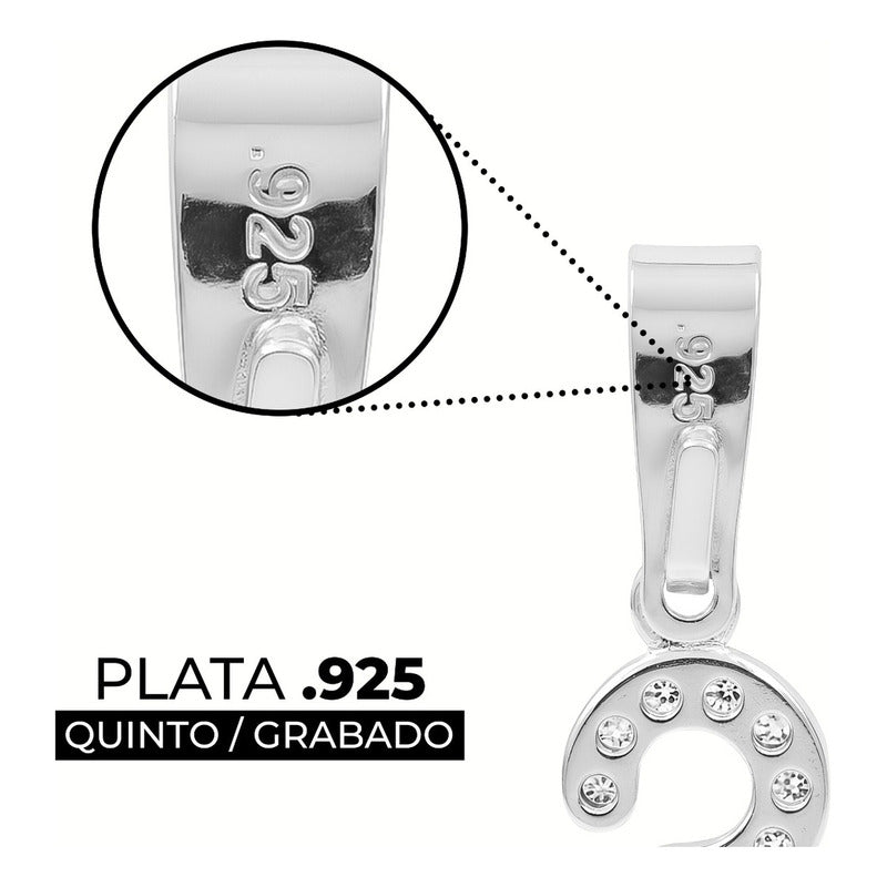 Dije Inicial De Plata 925 Zirconias  2 Cm Regalo Para Mujer S