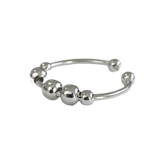 Anillo Ajustable Antiestres Ansiedad Perlas Movibles S925