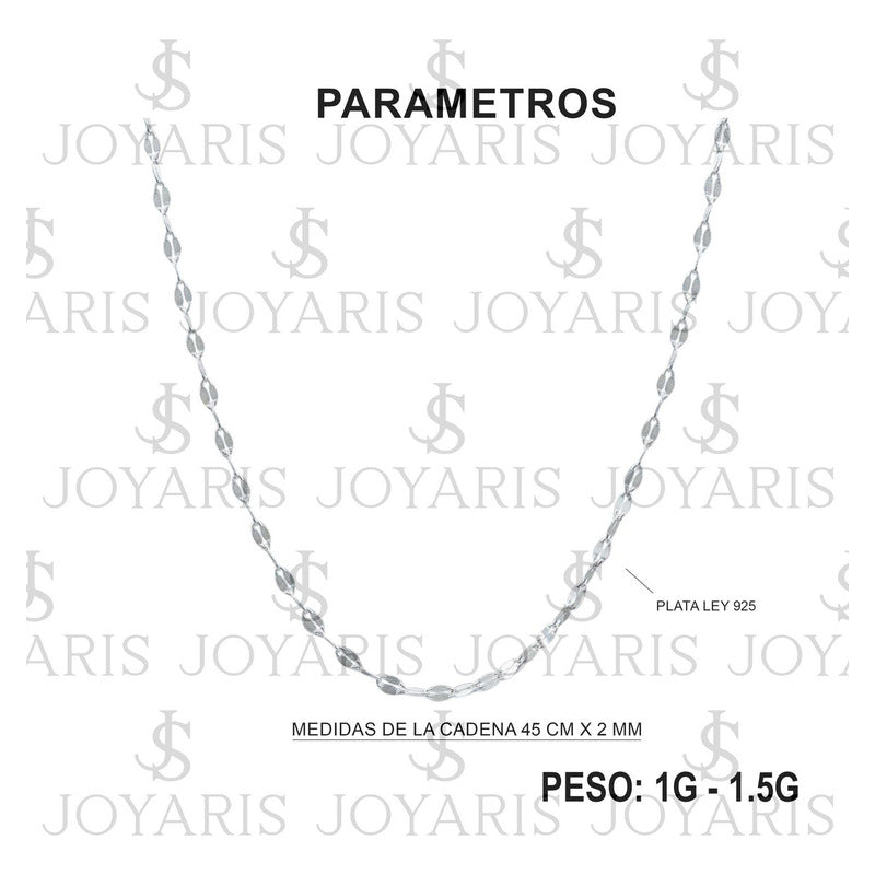 Cadena Granito Cafe Beso Mujer Regalo Plata S925 45cm X 2mm