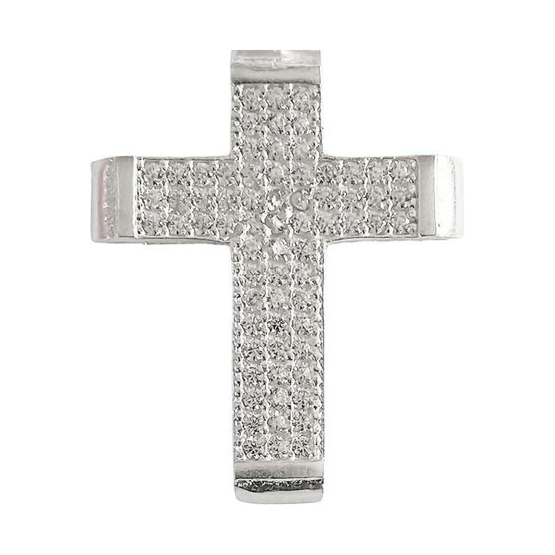 Dije Cruz Catolica Mediano Zirconias Hombre Plata Ley 925