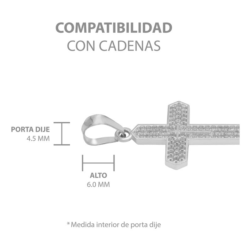 Dije Cruz Zirconias Hombre Mujer Regalo Plata 925 4 Cm Plateado