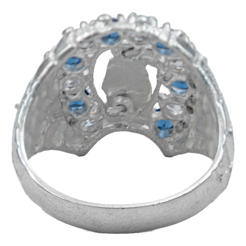 Anillo Santa Muerte Herradura Zirconias Plata Ley 925