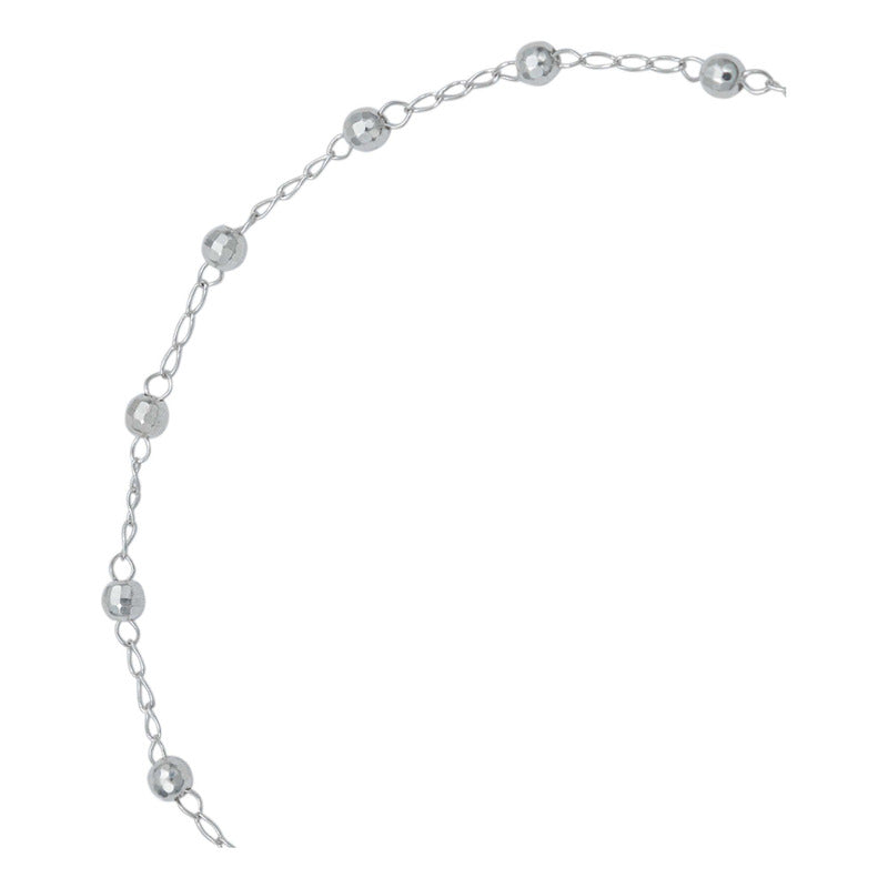 Pulsera Ajustable Bola Diamantada 3mm Mujer Amor Plata 925