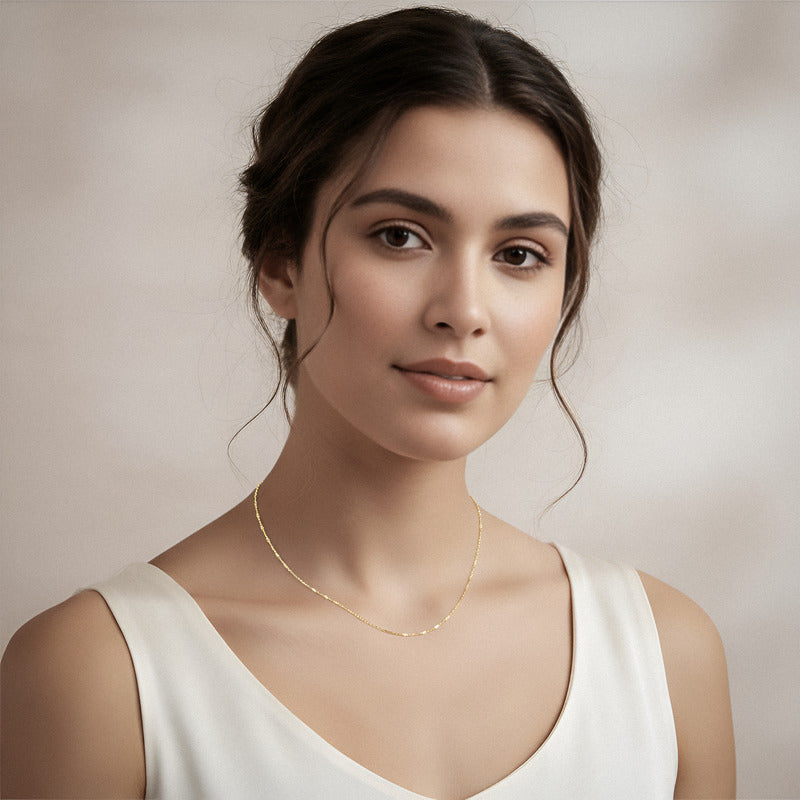 Cadena Granito Fígaro Mujer Regalo Oro 10k 45 Cm X 1 Mm 1.1g - Amarillo