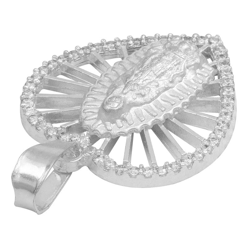 Dije Corazón Virgen Guadalupe Zirconias Amor Mujer Plata 925