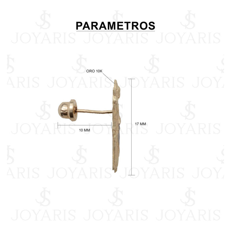 Arete Broquel Grande San Judas Mujer Regalo Oro 10k