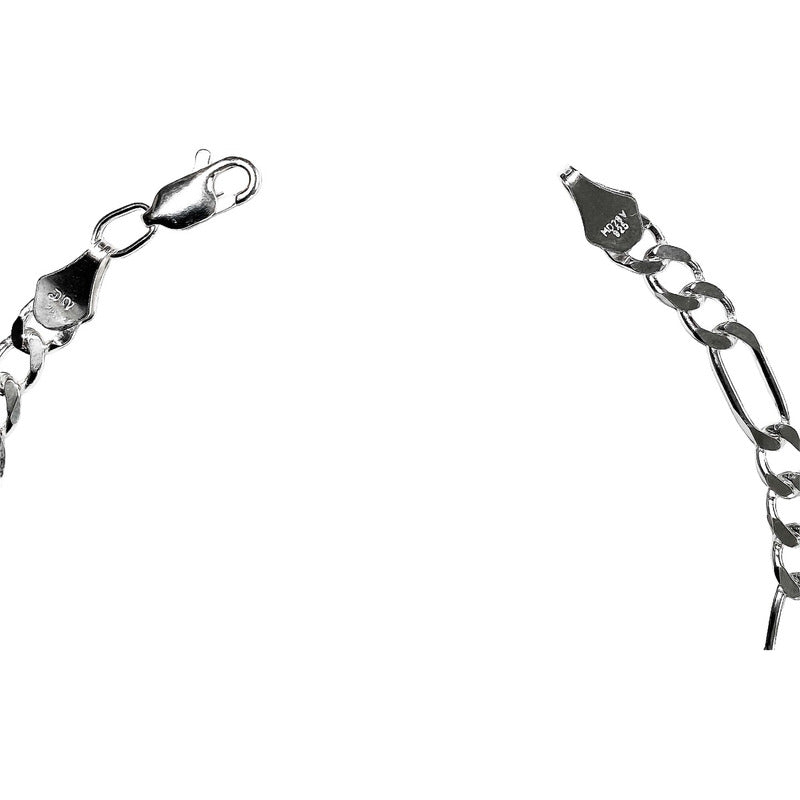 Esclava Pulsera Fígaro 3x1 Caballero Hombre Plata S925 5 Mm