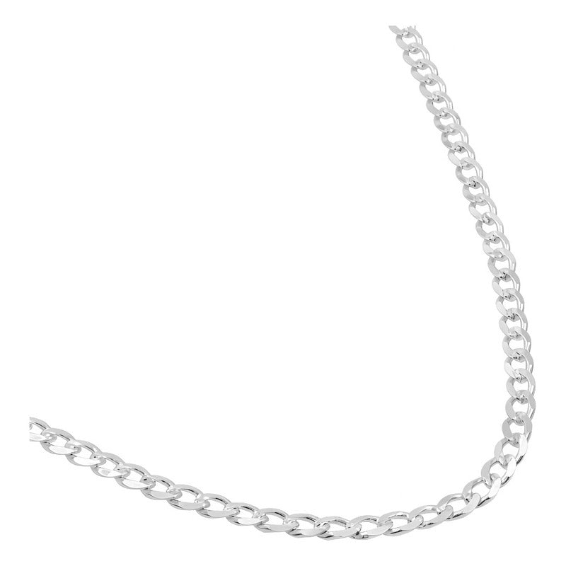 Cadena Cubana Diamantada Barbada Unisex Plata925 40cm X 4mm Plateado