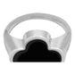 Anillo Grande Hombre Mujer Trebol Esmaltado Resina Plata 925 Negro 7.5