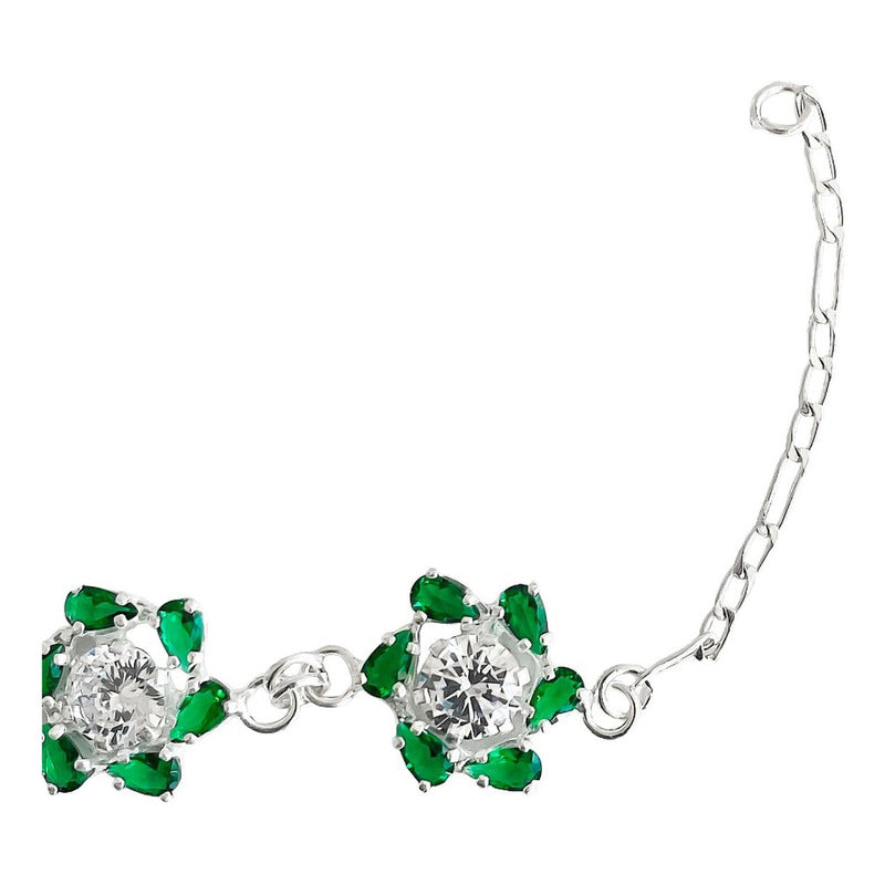 Pulsera Flores Con Zirconias Amor Regalo Plata Ley 925