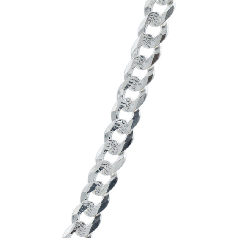 Cadena Cubana Gruesa Diamantada Plata 925 Hombre 80 Cm X 7mm