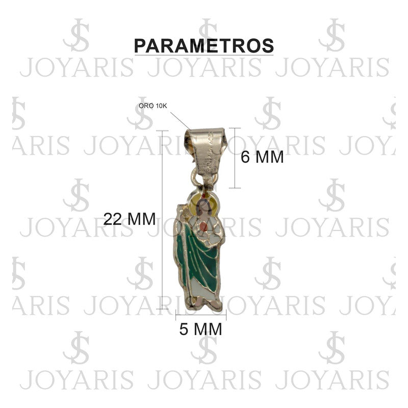 Dije Mini San Judas Esmaltado Mujer Regalo + Cadena Oro 10k