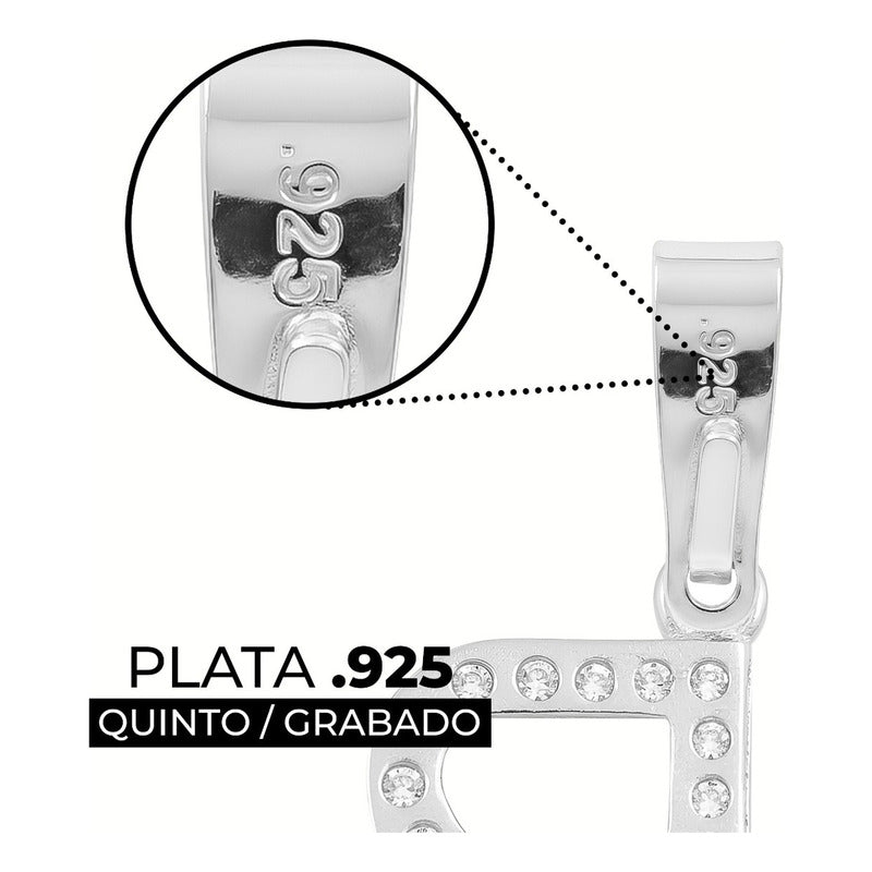 Dije Inicial De Plata 925 Zirconias  2 Cm Regalo Para Mujer B