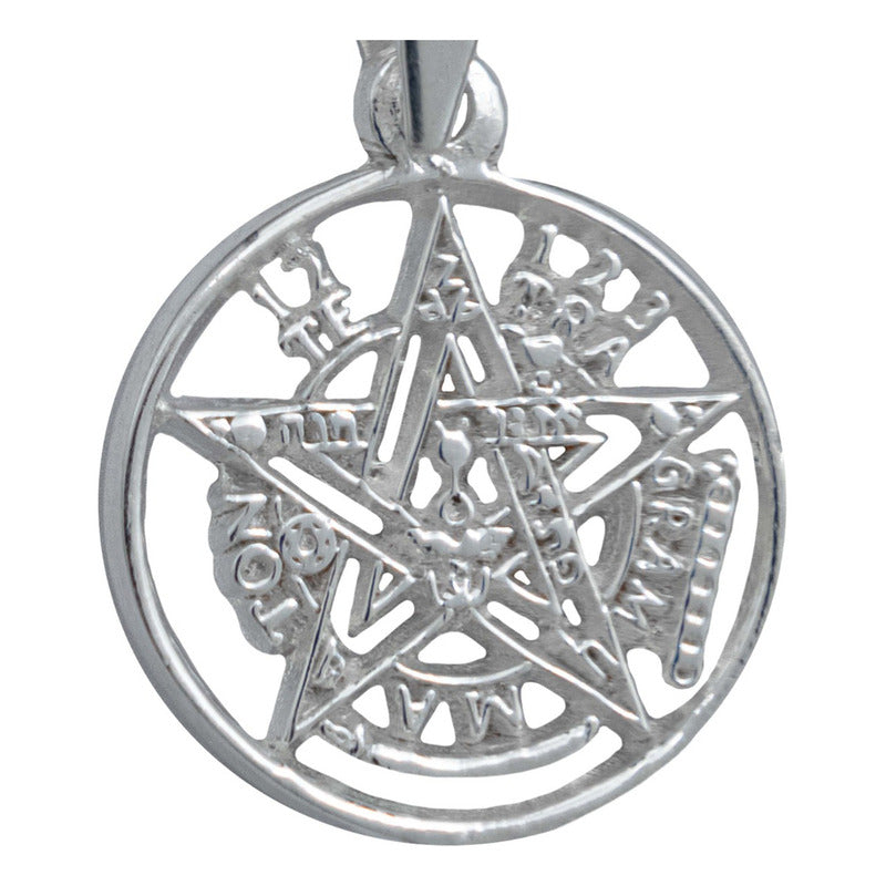 Dije Medalla Tetragramaton Mediana Detallada Plata 925 3.2cm Plateado