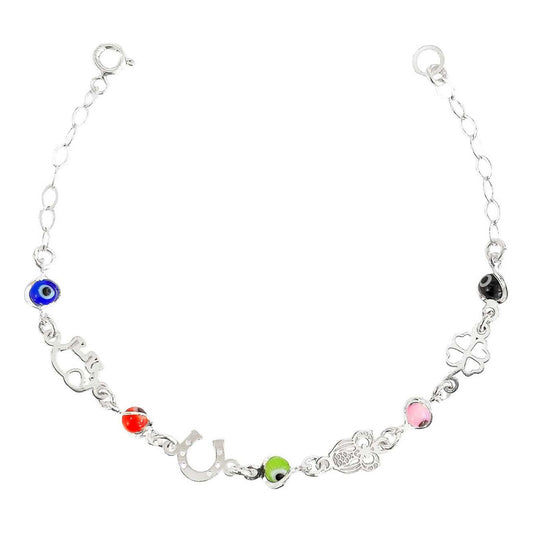 Pulsera Ajustable Suerte Ojo Turco Regalo Dama Plata Ley925