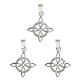 Pack 3 Nudo De Bruja Celta Con Zirconias Plata Ley S .925 - Blanco - 3.3 X 2.3 Cm