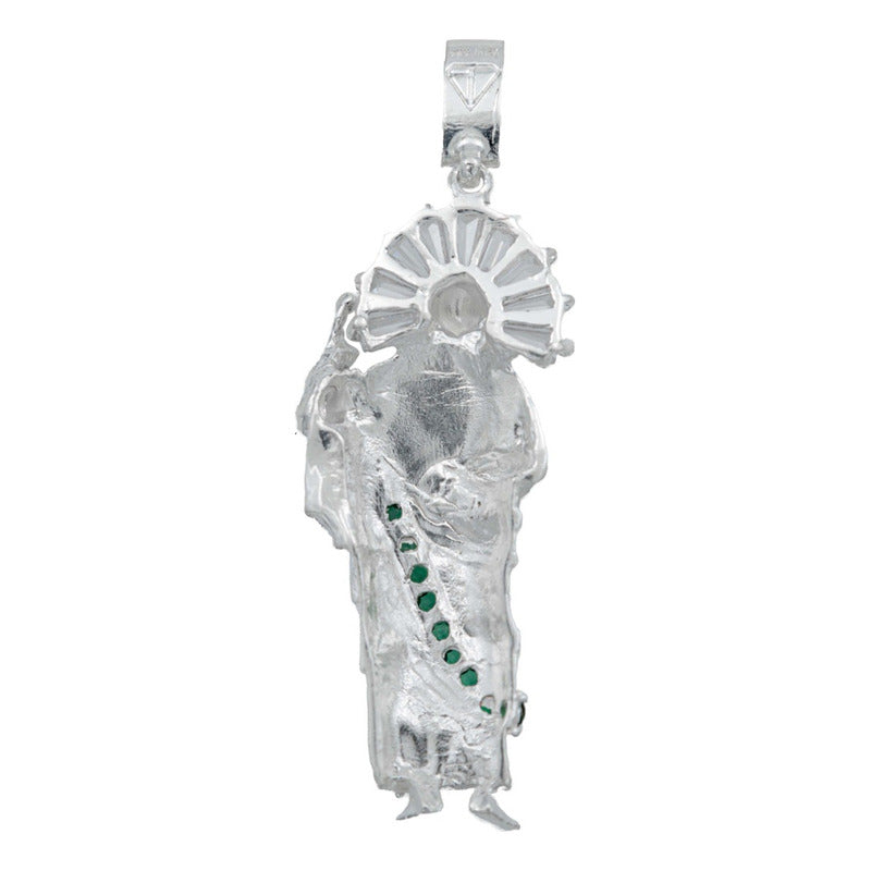 Dije Grande San Judas Zirconias Artesanal Plata 925 7.5 Cm