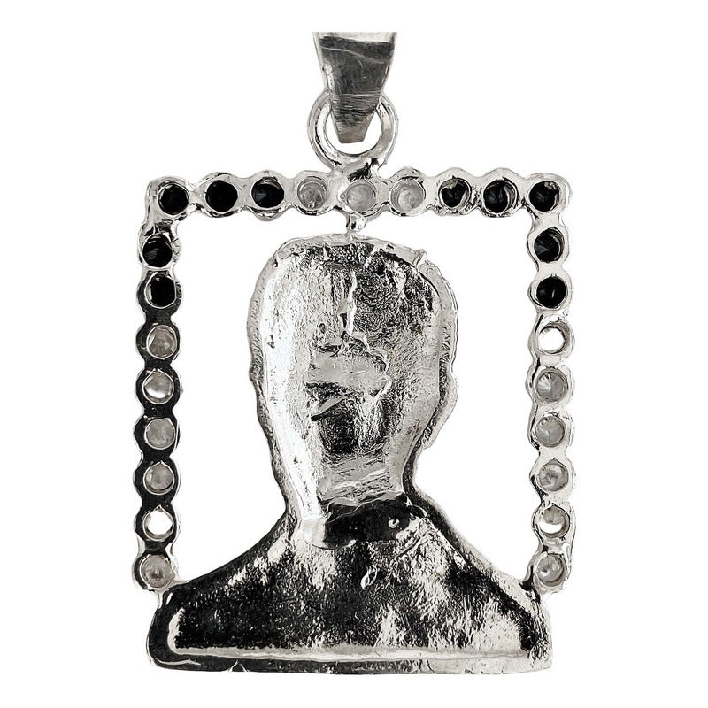Dije Grande Jesús Malverde Con Zirconias Plata Solida 925