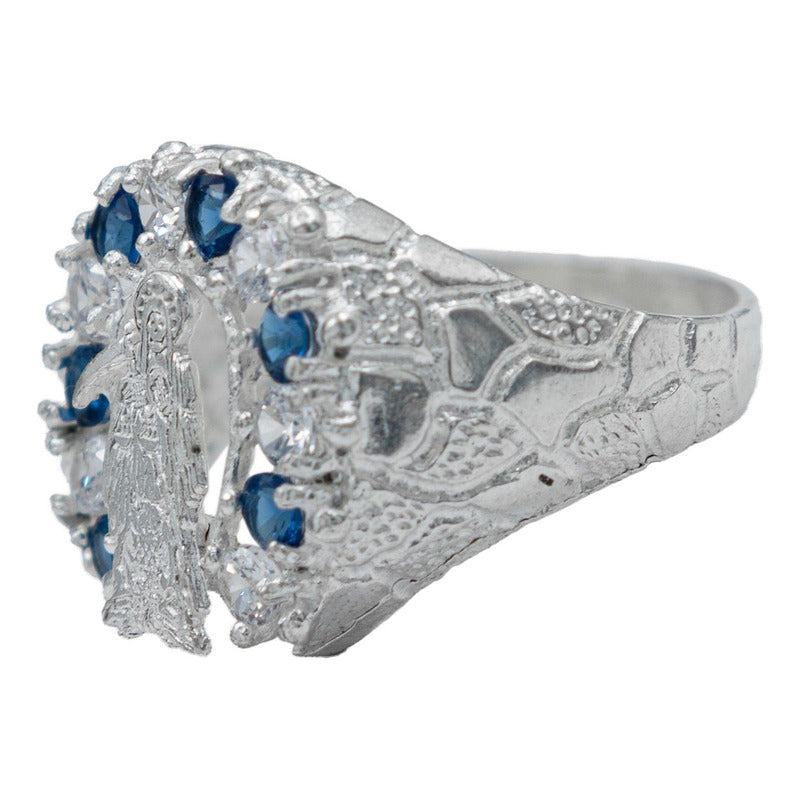 Anillo Santa Muerte Herradura Zirconias Plata Ley 925