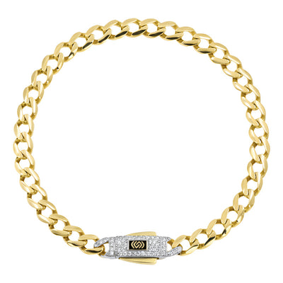 Pulsera Cubana Oro 10k Zirconias Caballero 21 Cm X 6 Mm 7.2g Amarillo 6 Cm 21 Cm