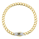 Pulsera Cubana Oro 10k Zirconias Caballero 21 Cm X 6 Mm 7.2g Amarillo 6 Cm 21 Cm