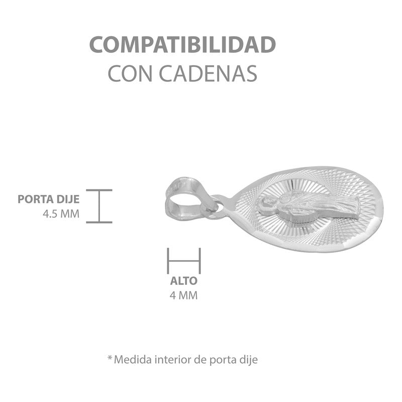 Dije Medalla Gota Diamantada San Judas Plata 925 1.4 Cm