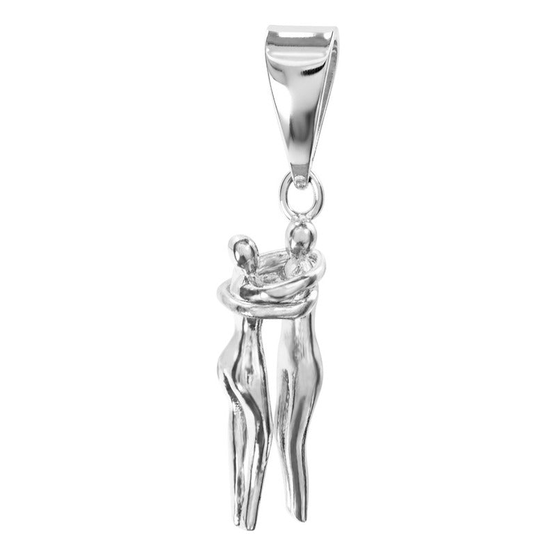 Dije Llave Abrazo De Pareja Plata 925 Regalo Amor Love Plateado