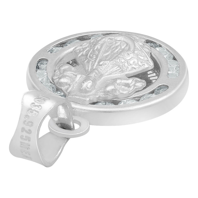 Dije Mini Medalla Bautizo Virgen Zapopan Plata 925 1.2 Cm Blanco