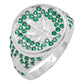 Anillo Marihuana Hoja Cánnabis Planta Plata 925 Hombre 12.5 Verde