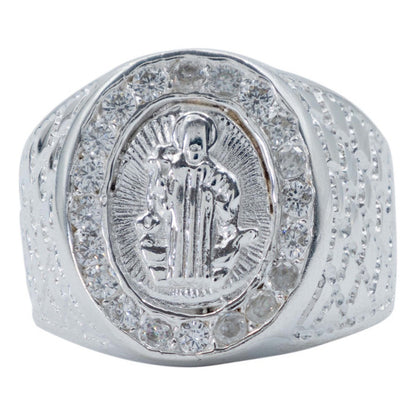 Anillo Grande Para Hombre San Benito Zirconia Plata 925