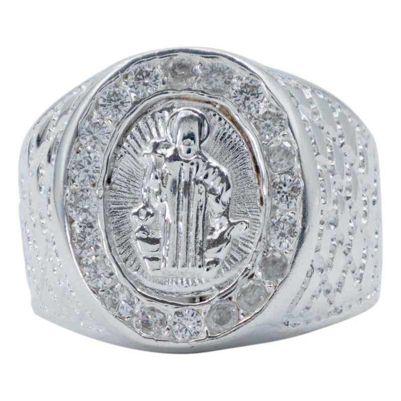 Anillo Grande Para Hombre San Benito Zirconia Plata 925