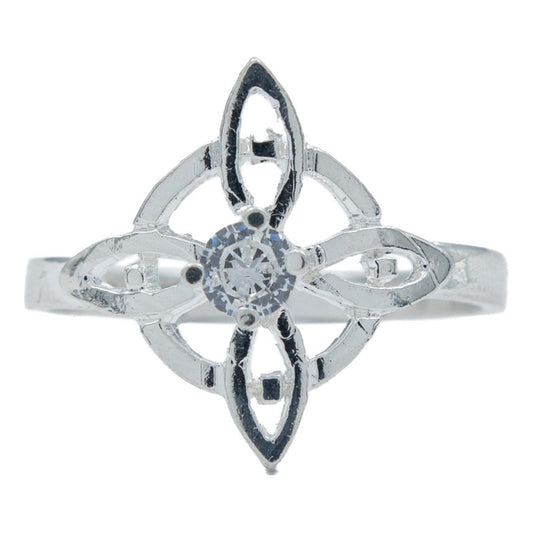Anillo Nudo De Bruja Artesanal Zirconia Central Plata 925