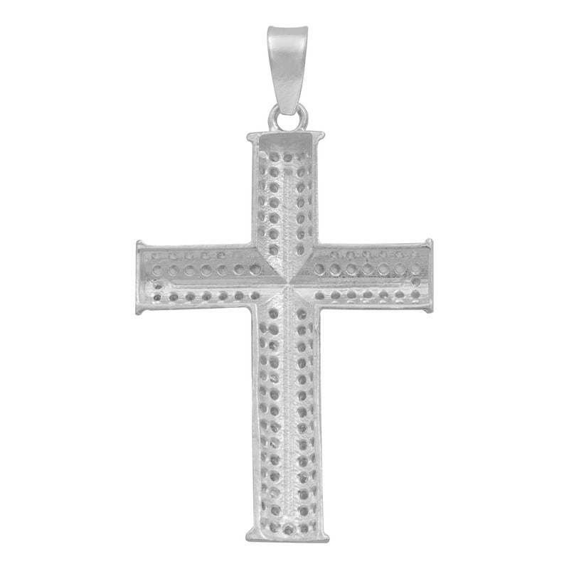 Dije Cruz Elevada Zirconias Hombre Regalo Plata 925 4.6 Cm Plateado