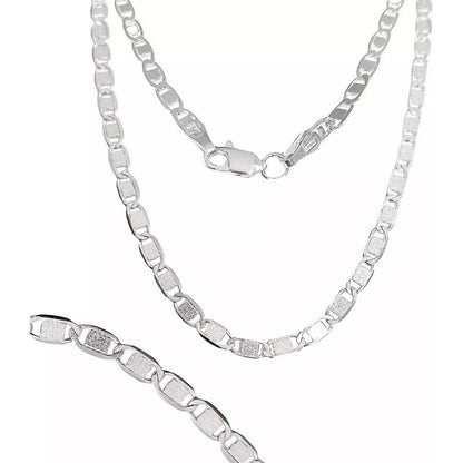 Cadena De Plata Ley S925 Marinera Lisa 60 Cm X 4 Mm