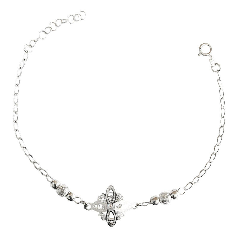 Pulsera Ajustable Nudo De Bruja Piedras Plata Ley 925