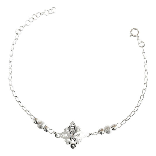 Pulsera Ajustable Nudo De Bruja Piedras Plata Ley 925