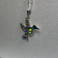 Dijes Colibrí Zirconias Plata Solida 925 + Cadena Plata 925