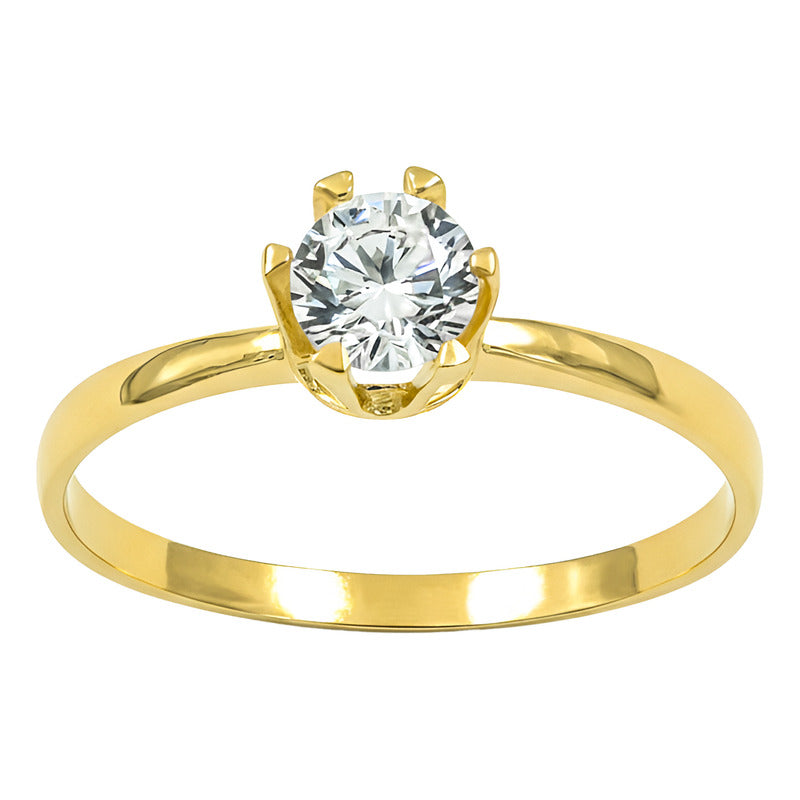 Anillo Promesa Matrimonio Compromiso Regalo Solitario Oro10k - Dorado - 7