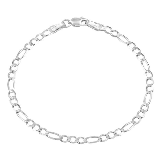 Pulsera Fígaro 3x1 Clásica Plata 925 Hombre Mujer 3 Mm Plateado 12 Cm