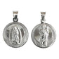 Medalla Doble Cara San Judas Virgen Guadalupe Plata Ley 925 Plateado Alto / Ancho 2.5 Cm X 1.7 Cm