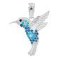 Dije Colibrí Plata 925 Zirconias Joyería Fina Regalo Mujer - Azul Celeste