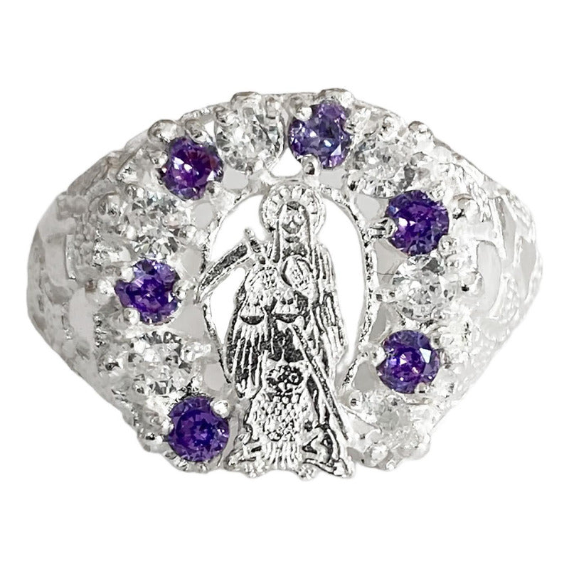 Anillo Santa Muerte Herradura Zirconias Plata Ley 925