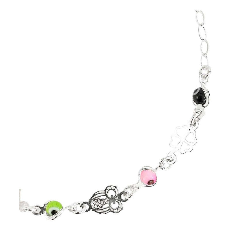 Pulsera Ajustable Suerte Ojo Turco Regalo Dama Plata Ley925