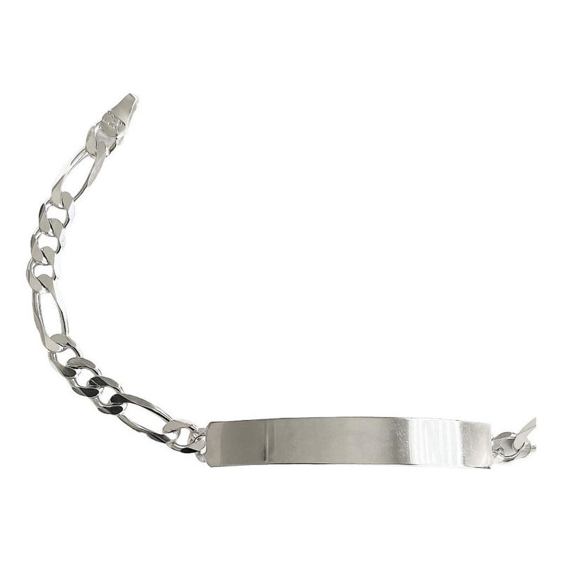 Esclava Hombre Pulsera Fígaro Plata 925 Placa Lisa 6 Mm