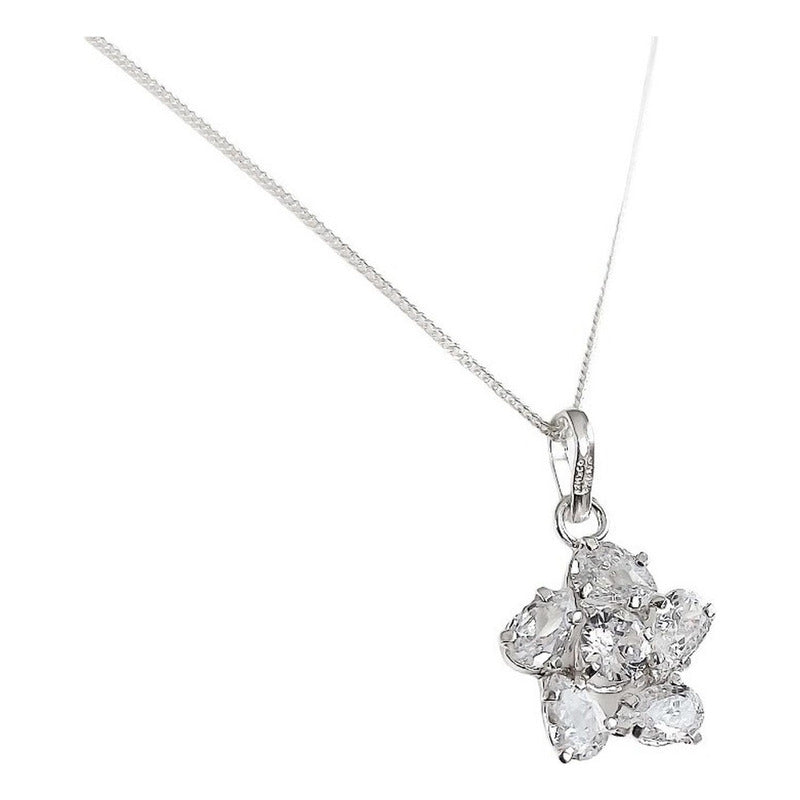 Collar Dije Flor Promesa Regalo Amor Mujer Plata Ley 925