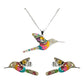 Collar Aretes Colibrí Artesanal Zirconias Plata Ley 925