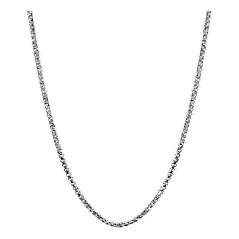Cadena Collar Box Cubo Unisex Plata Italy 925 60cm X 2mm